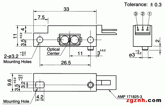 光电传感器（光学传感器）OH-1021尺寸规格