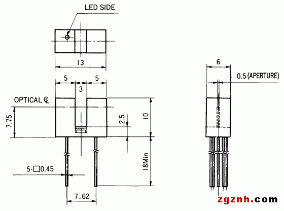 光电传感器（光学传感器）OJ-1101尺寸规格