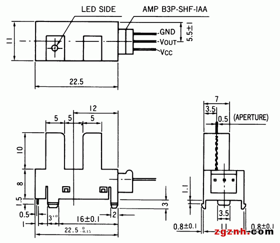 光电传感器（光学传感器）OJ-5203尺寸规格